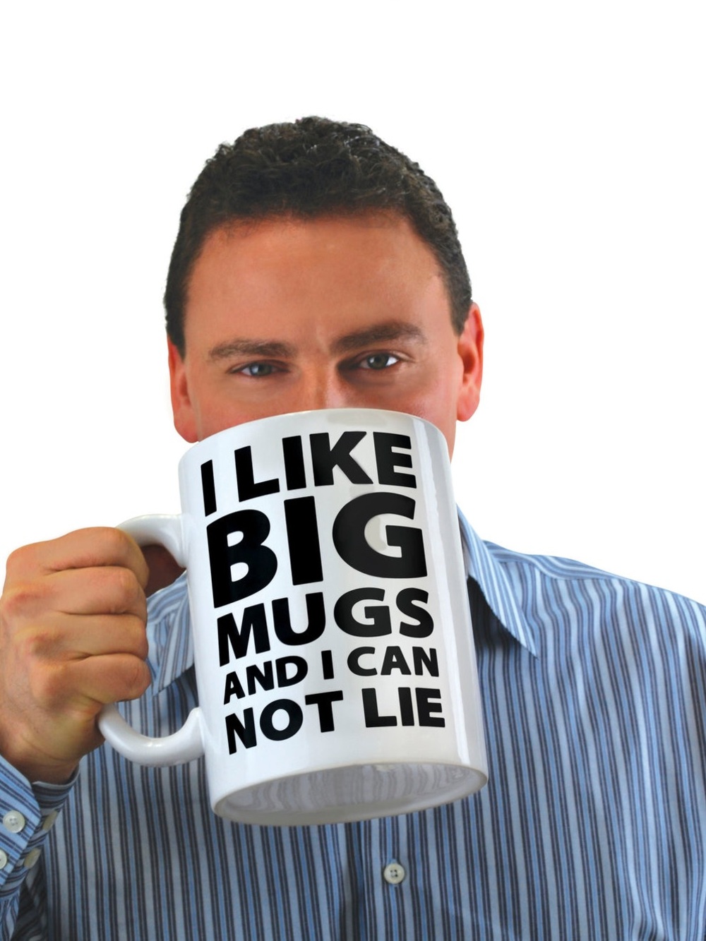 Oversized White Ceramic Mug with Bold Black Text